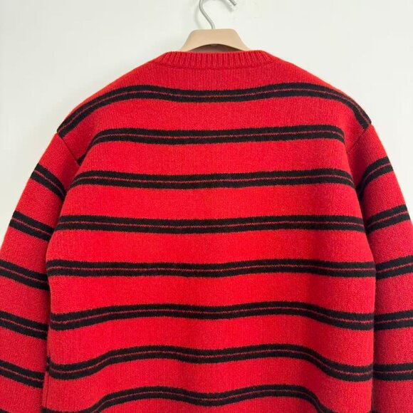MIU MIU Shetland Knit Cardigan In Red/black - Picture 8 of 11